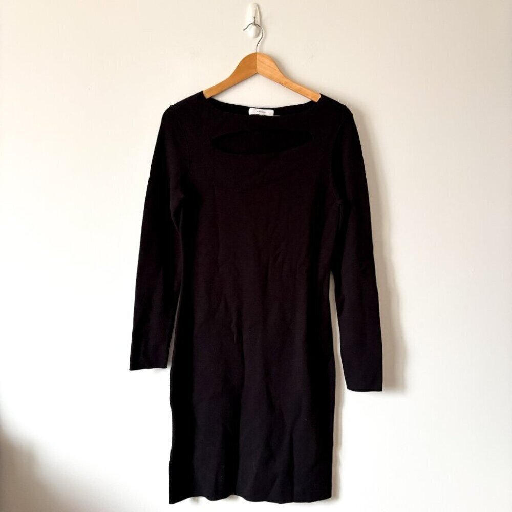 Reiss Audrey Cut Away Knit Long Sleeve Dress Black Size 10 - Picture 3 of 7
